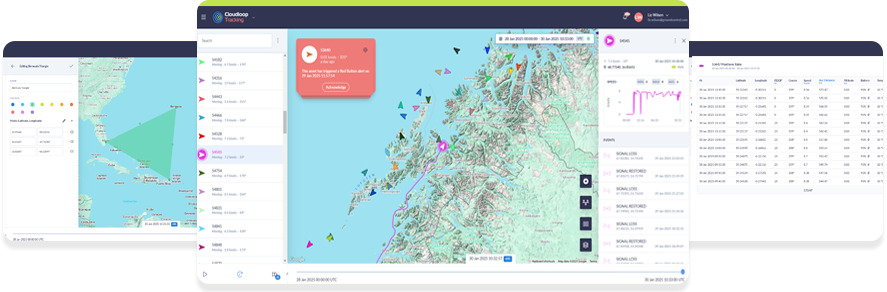 Vessel Tracking Screenshots from Cloudloop Tracking